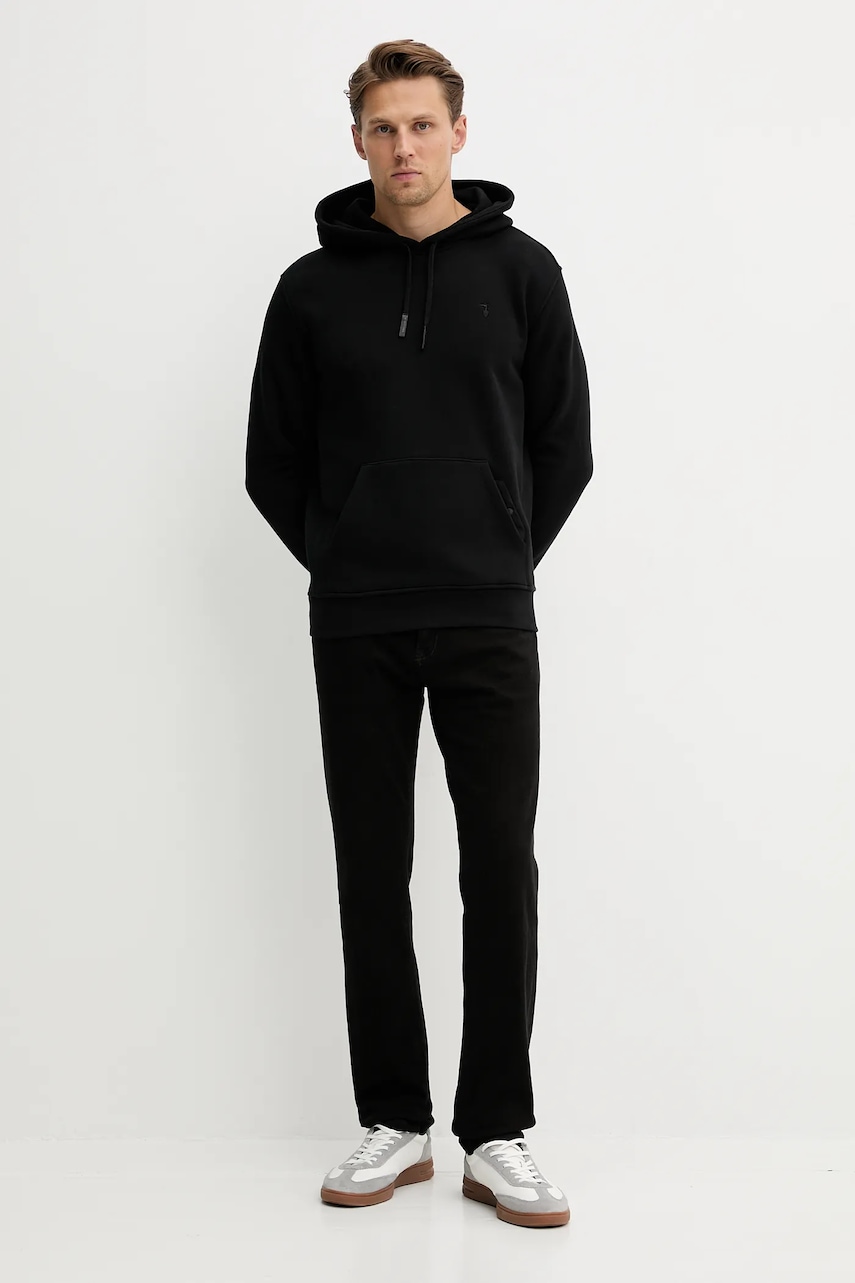Хлопковая кофта Trussardi цвет чёрный с капюшоном однотонная G8078000031N Хлопковая кофта Trussardi цвет чёрный с капюшоном однотонная G8078000031N