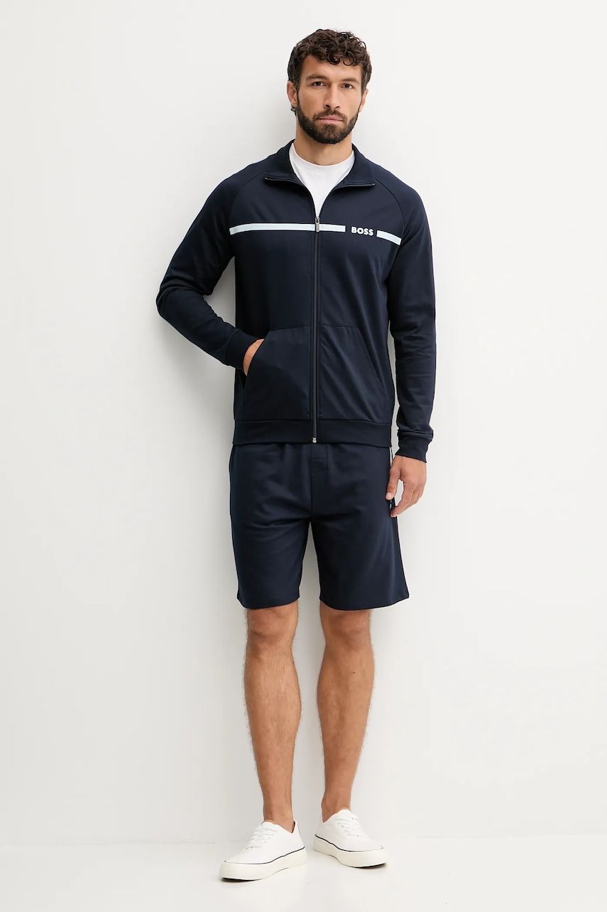 Хлопковая кофта BOSS цвет синий с принтом 50550561 Хлопковая кофта BOSS цвет синий с принтом 50550561