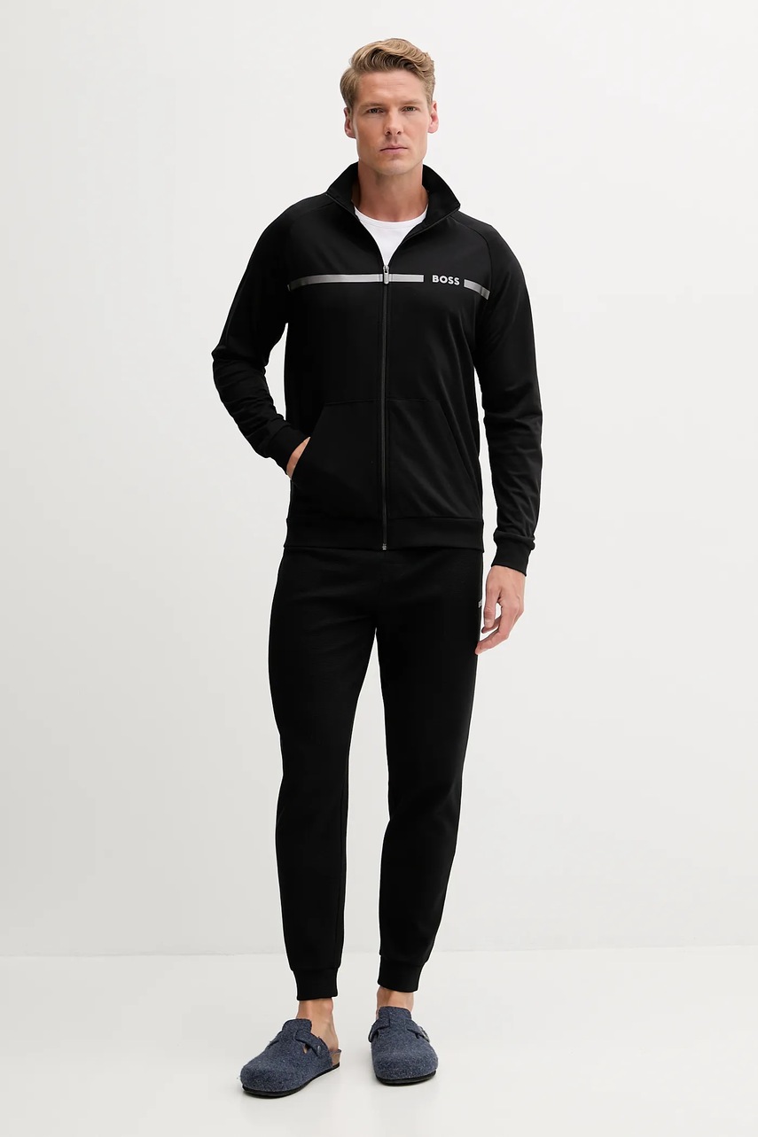 Хлопковая кофта BOSS цвет чёрный с принтом 50550561