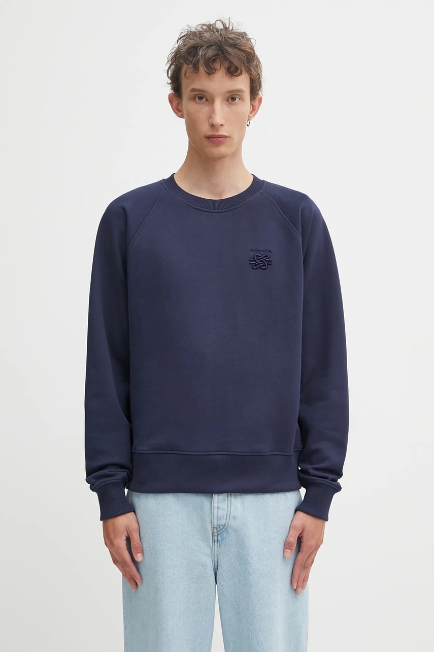 Bavlněná mikina Filling Pieces Embroidered Knot pánská, tmavomodrá barva, hladká, 422530500143