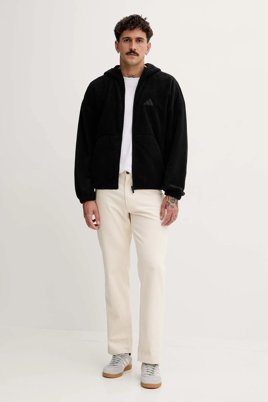 Флисовая кофта adidas Future Icons цвет чёрный с капюшоном однотонная JM6053