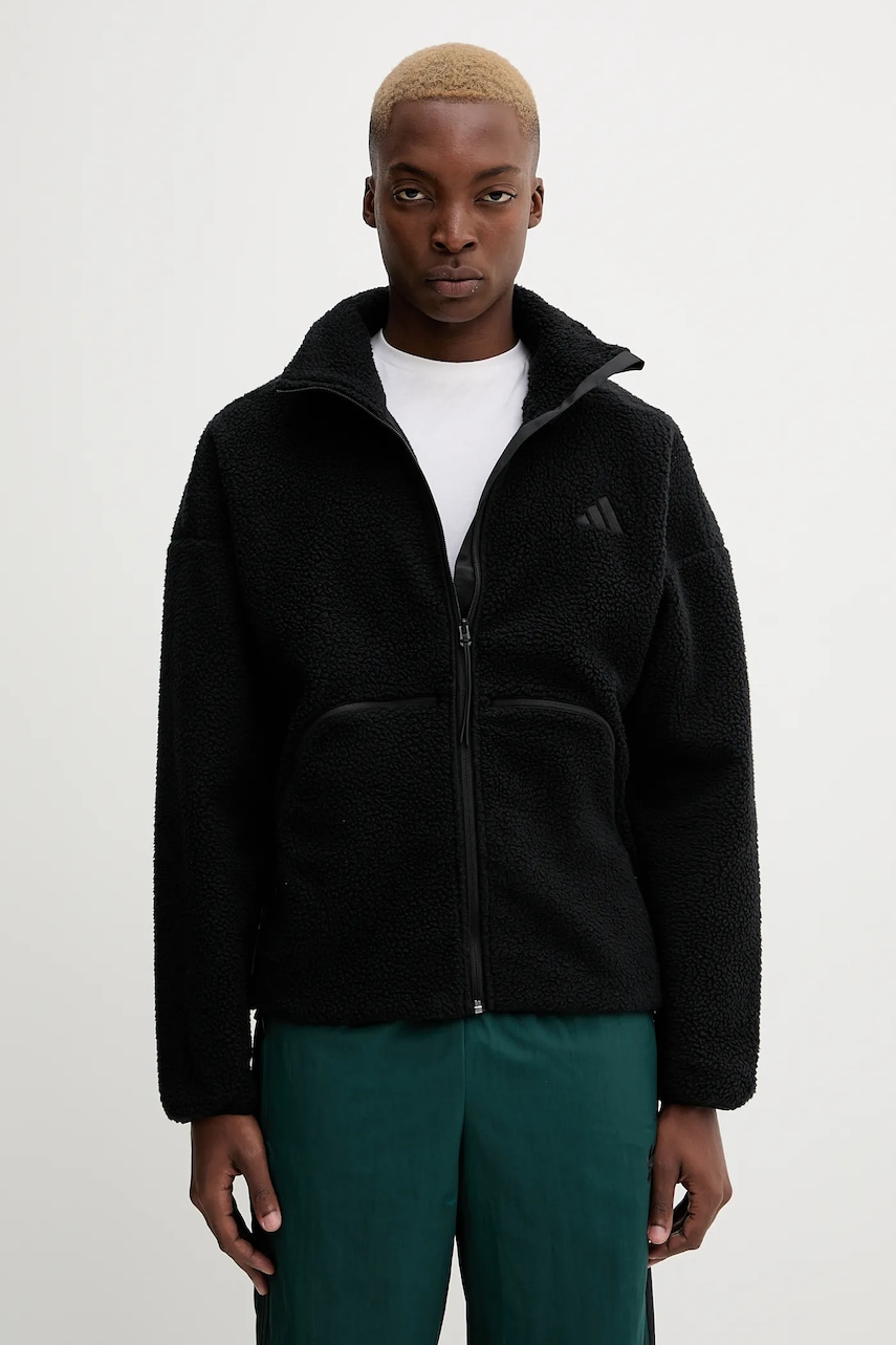 adidas hanorac fleece City Tech culoarea negru, uni, KB1197