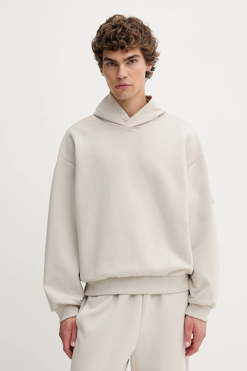 adidas bluză Soft Lux culoarea bej, cu glugă, uni, KB8088