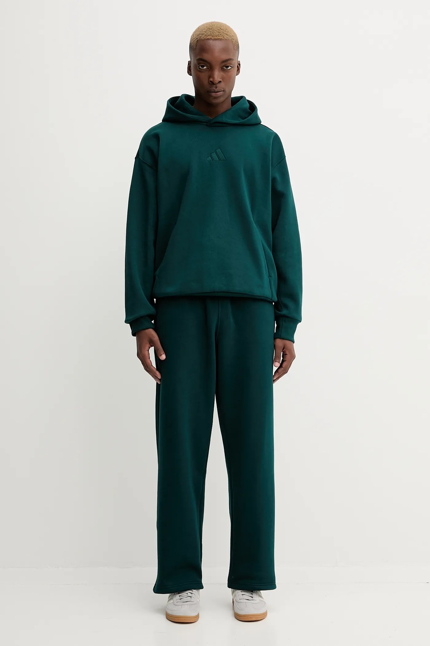 Кофта adidas All Szn цвет зелёный с капюшоном однотонная KB8527