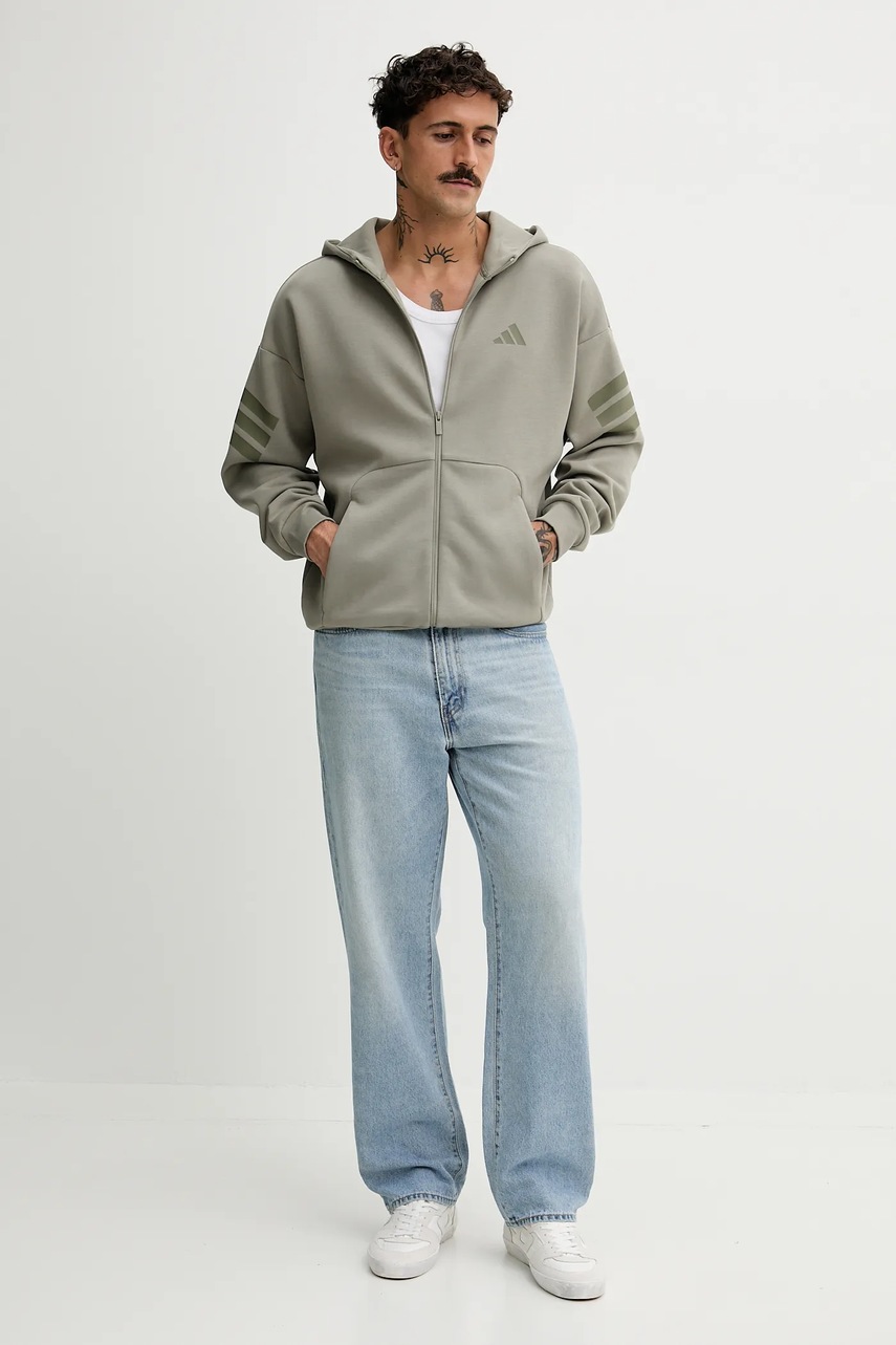 Кофта adidas Fi 3S цвет зелёный с капюшоном с принтом JW7112