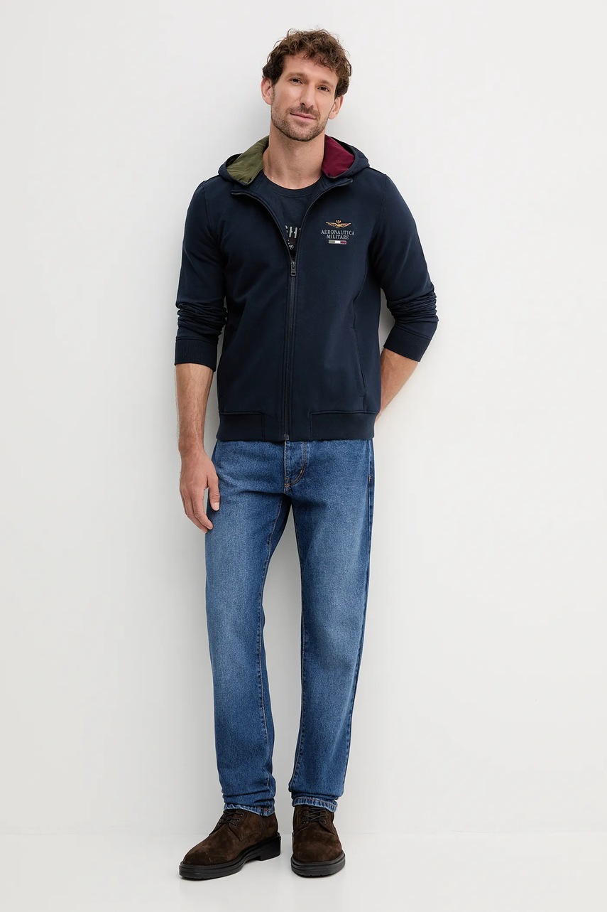 Кофта Aeronautica Militare цвет синий с капюшоном однотонная FE2078UF00662