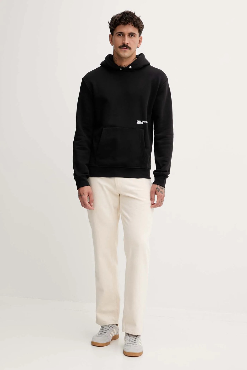 Кофта Karl Lagerfeld Jeans цвет чёрный с капюшоном с принтом A4M20022
