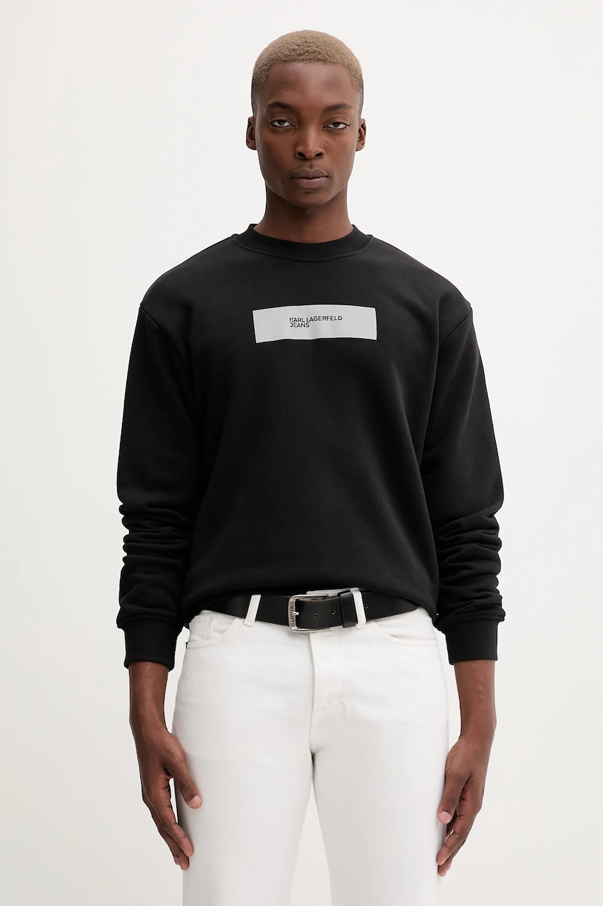 Karl Lagerfeld Jeans bluză culoarea negru, cu imprimeu, A4M20017
