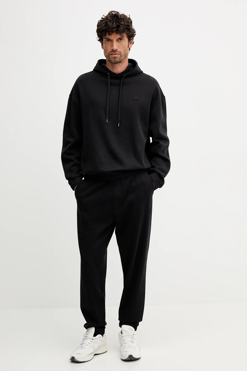 Хлопковые спортивные штаны BOSS цвет чёрный однотонные 50544109