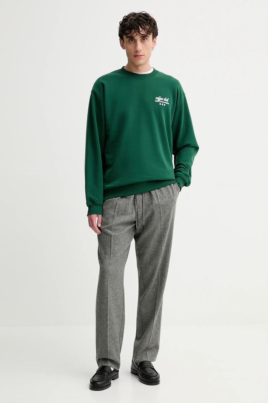 Хлопковая кофта Marc OPolo цвет зелёный с принтом 5000007320