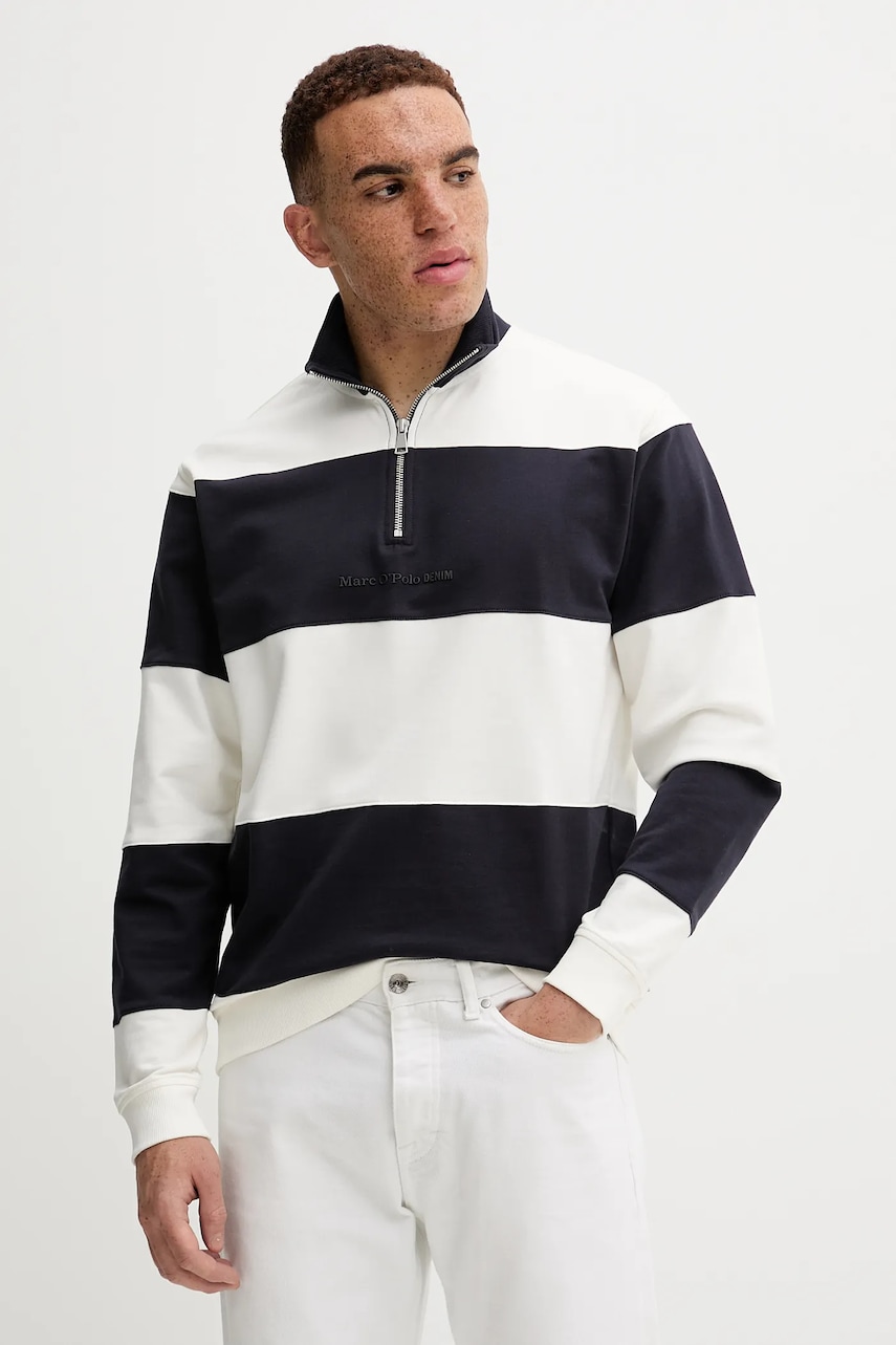 Marc O'Polo hanorac de bumbac culoarea bleumarin, cu model, 5000007806
