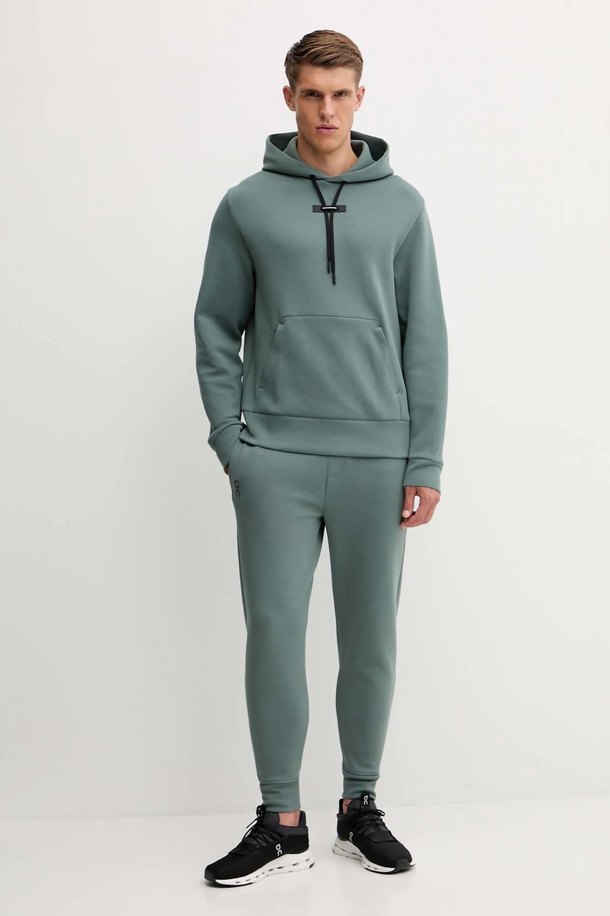 Кофта для тренинга ON running Focus Tech цвет зелёный с капюшоном однотонная 1MF30290153