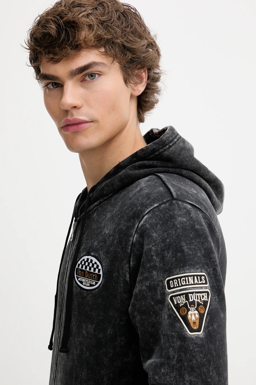 Μπλούζα Von Dutch χρώμα: μαύρο, με κουκούλα, VD.1.SWZ.SOUL φωτογραφία