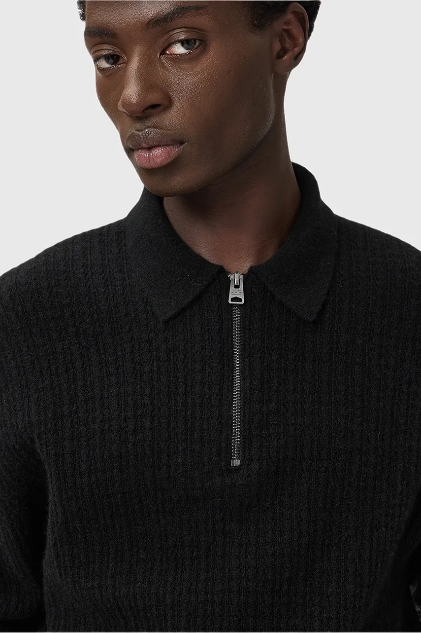 Свитер с добавлением шерсти альпаки AllSaints JAKOB цвет чёрный с полугольфом M007KD