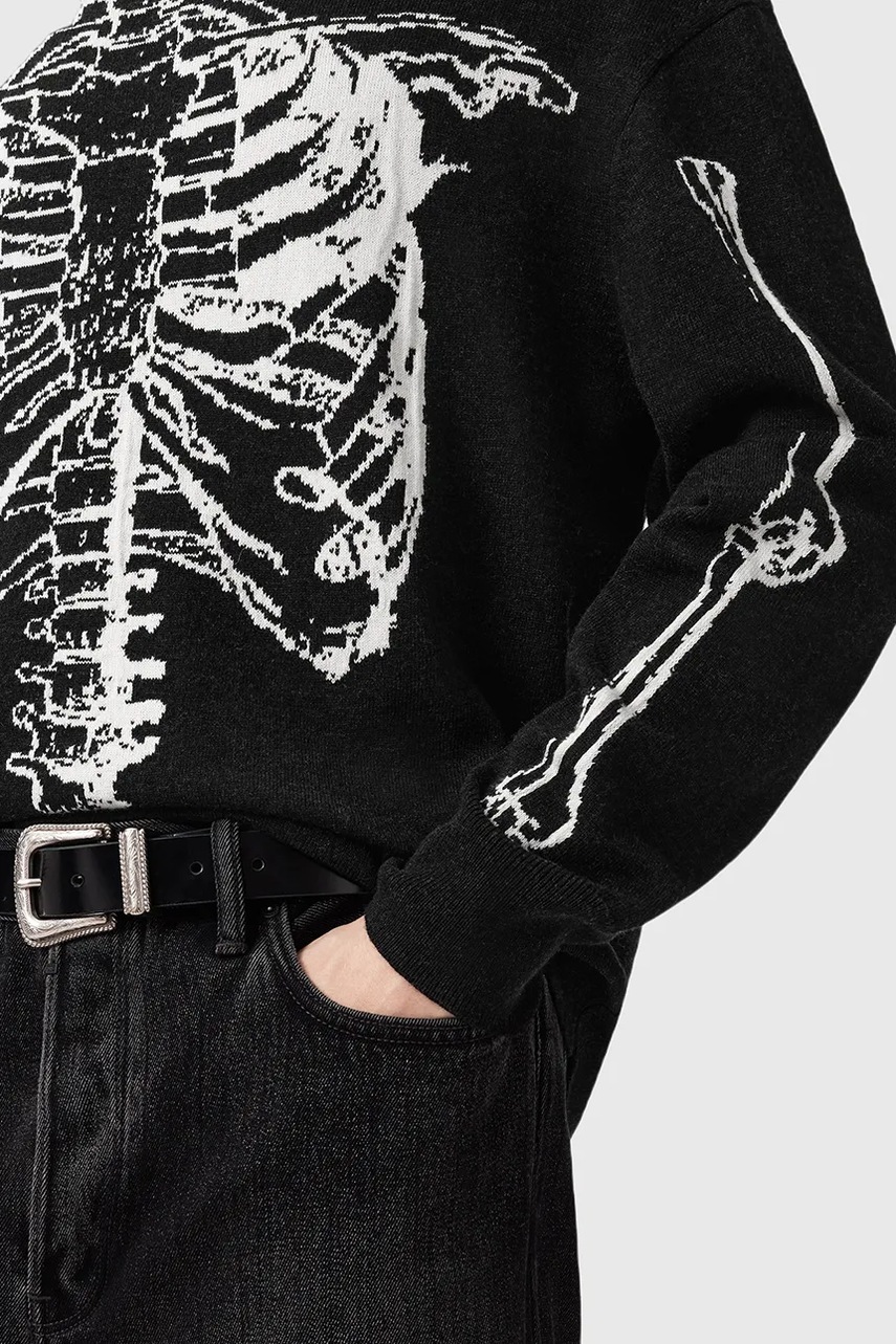 Свитер с добавлением шерсти AllSaints SKELLI цвет чёрный  M051KD