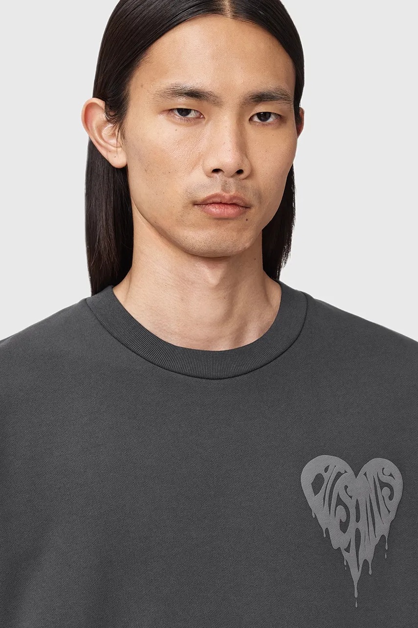 Хлопковая кофта AllSaints TRIP цвет серый узор M024ND