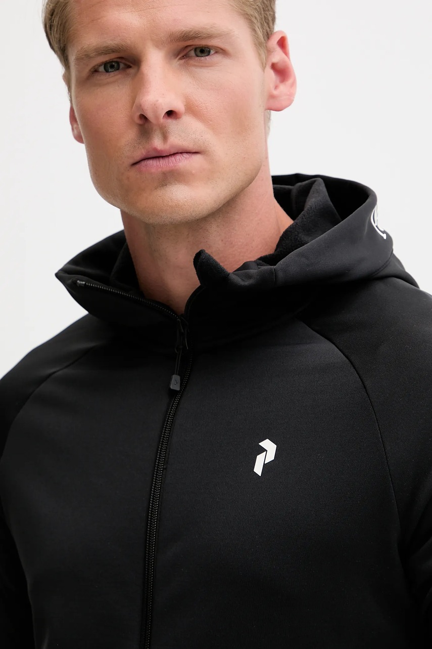 Μπλούζα Peak Performance Rider χρώμα: μαύρο, με κουκούλα, G80573 φωτογραφία