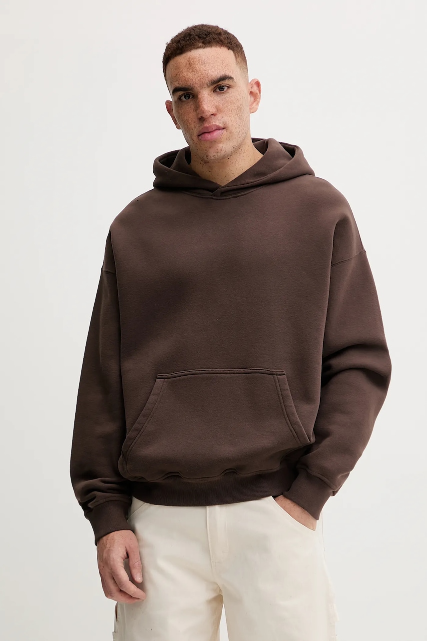 Abercrombie & Fitch bluză culoarea maro, cu glugă, uni, KI122-5453-530