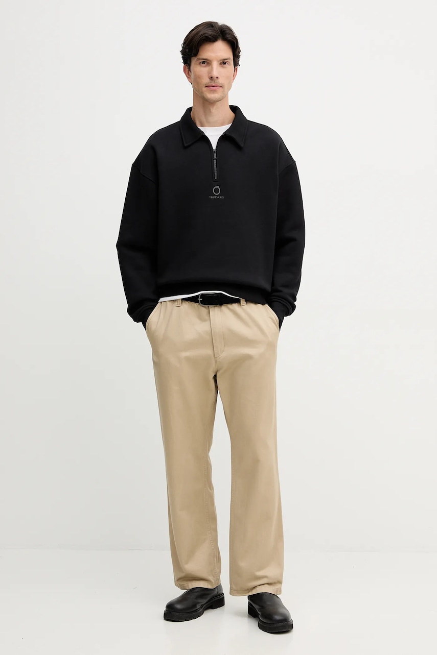Хлопковая кофта Trussardi цвет чёрный с принтом G8018000020N Хлопковая кофта Trussardi цвет чёрный с принтом G8018000020N