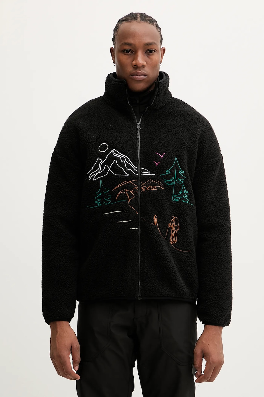 Picture hanorac fleece Hafdals Embro culoarea negru, cu imprimeu, MSW0493