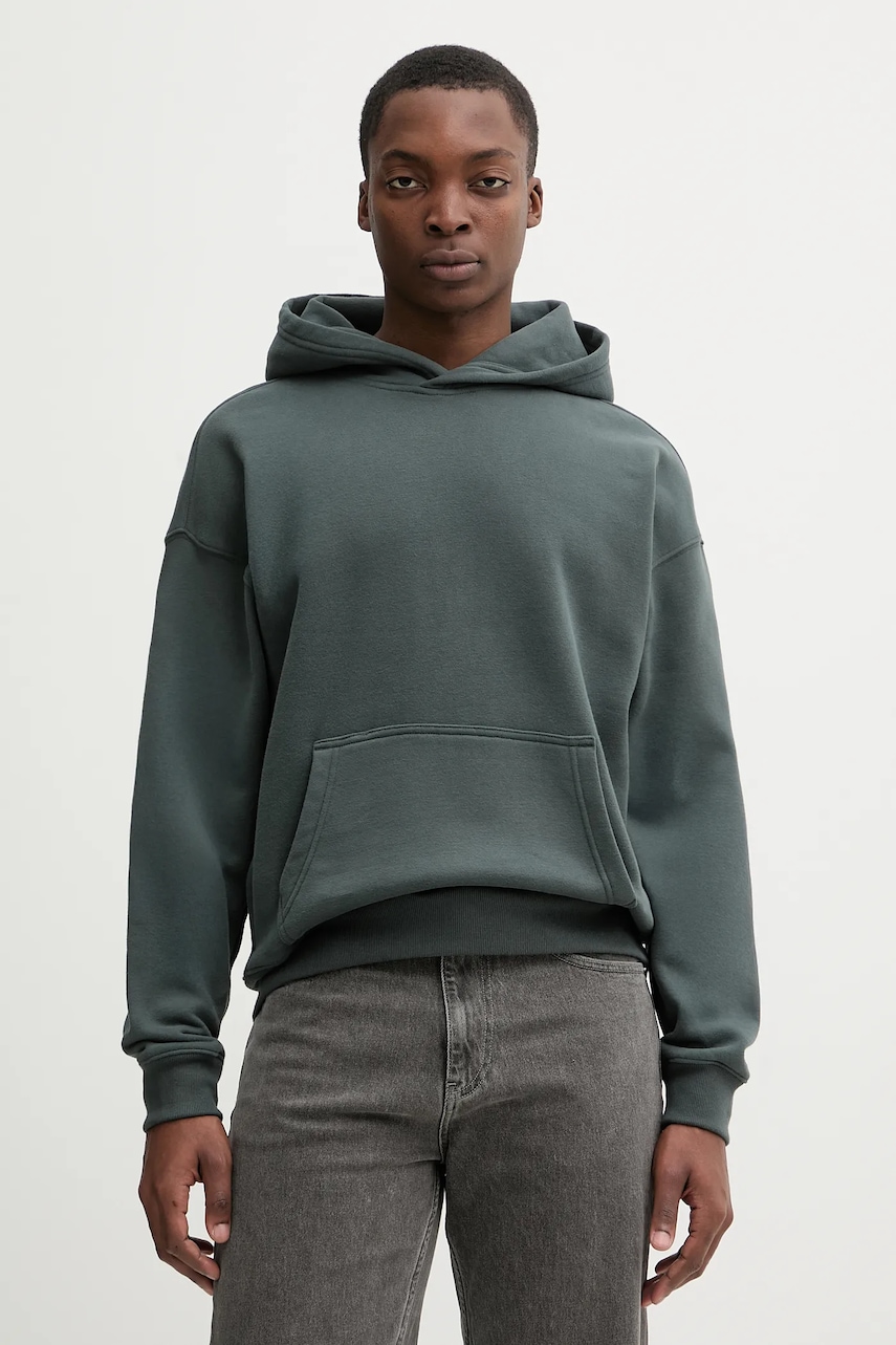 Hollister Co. bluză culoarea gri, cu glugă, uni, KI322-5148-300