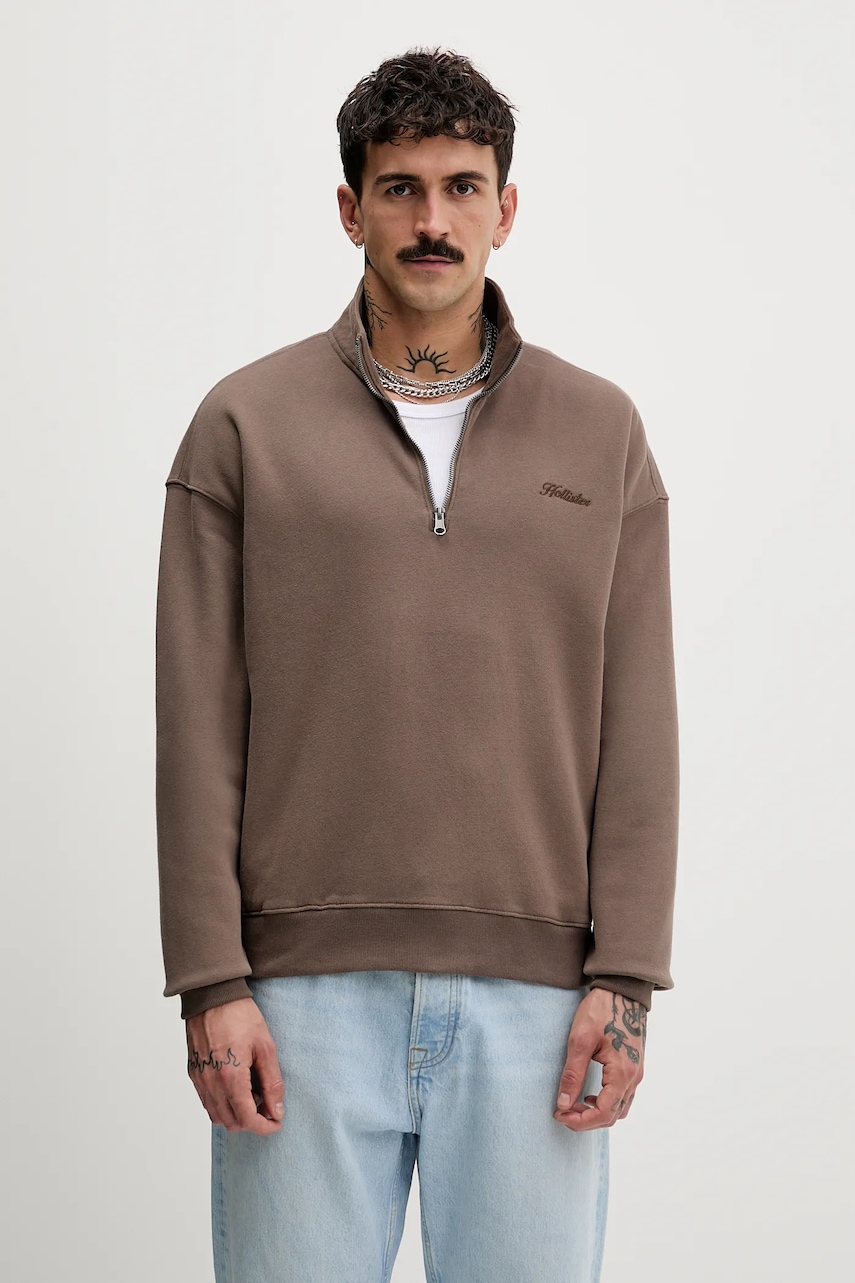 Hollister Co. bluză culoarea maro, uni, KI322-5372-420