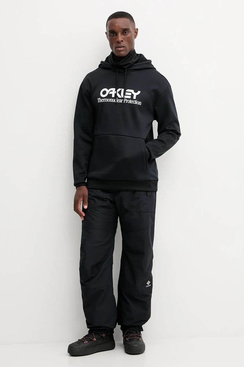 Αθλητική μπλούζα Oakley RIDER χρώμα: μαύρο, με κουκούλα, FOA402381 φωτογραφία