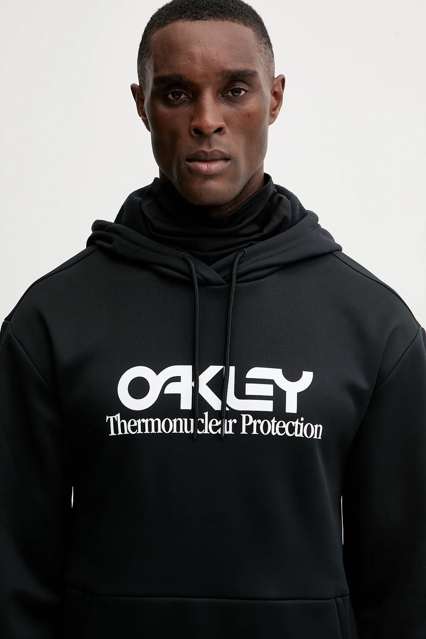 Αθλητική μπλούζα Oakley RIDER χρώμα: μαύρο, με κουκούλα, FOA402381 φωτογραφία