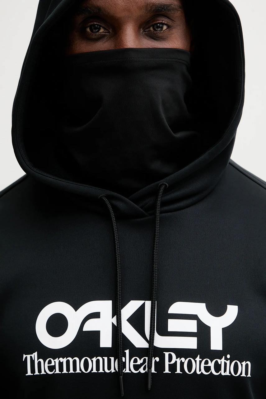Αθλητική μπλούζα Oakley RIDER χρώμα: μαύρο, με κουκούλα, FOA402381 φωτογραφία