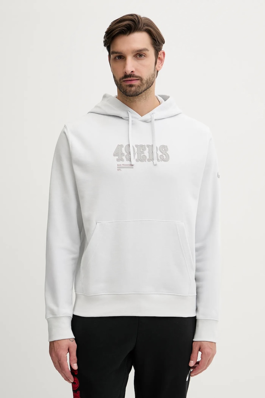 Nike bluză French Terry Club Hoodie culoarea gri, cu glugă, cu imprimeu, 01D1-0BB-9B-PF5