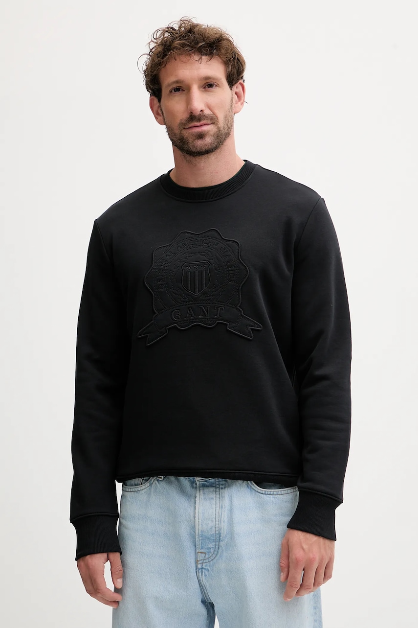 Gant bluză culoarea negru, cu imprimeu, 2067075