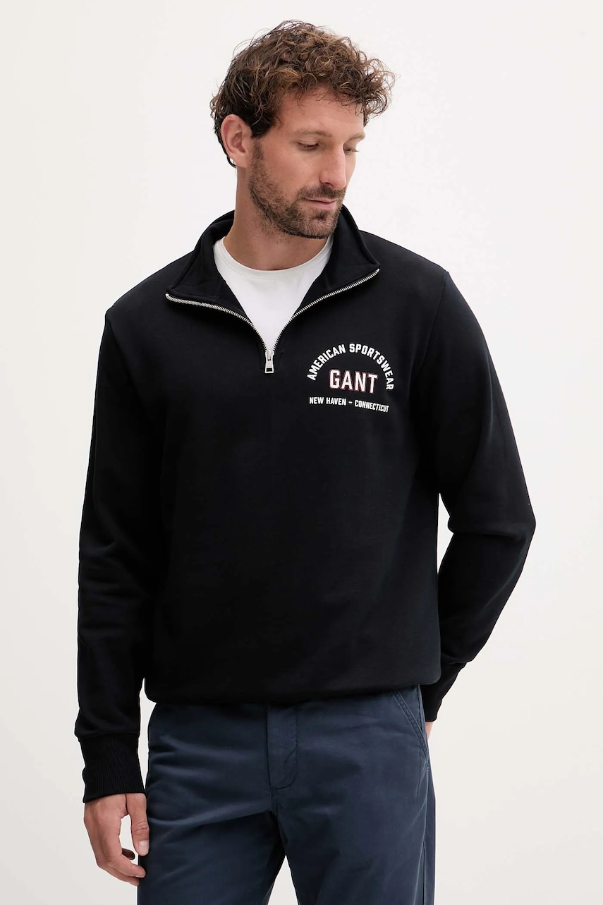 Gant bluză culoarea negru, cu imprimeu, 2067091