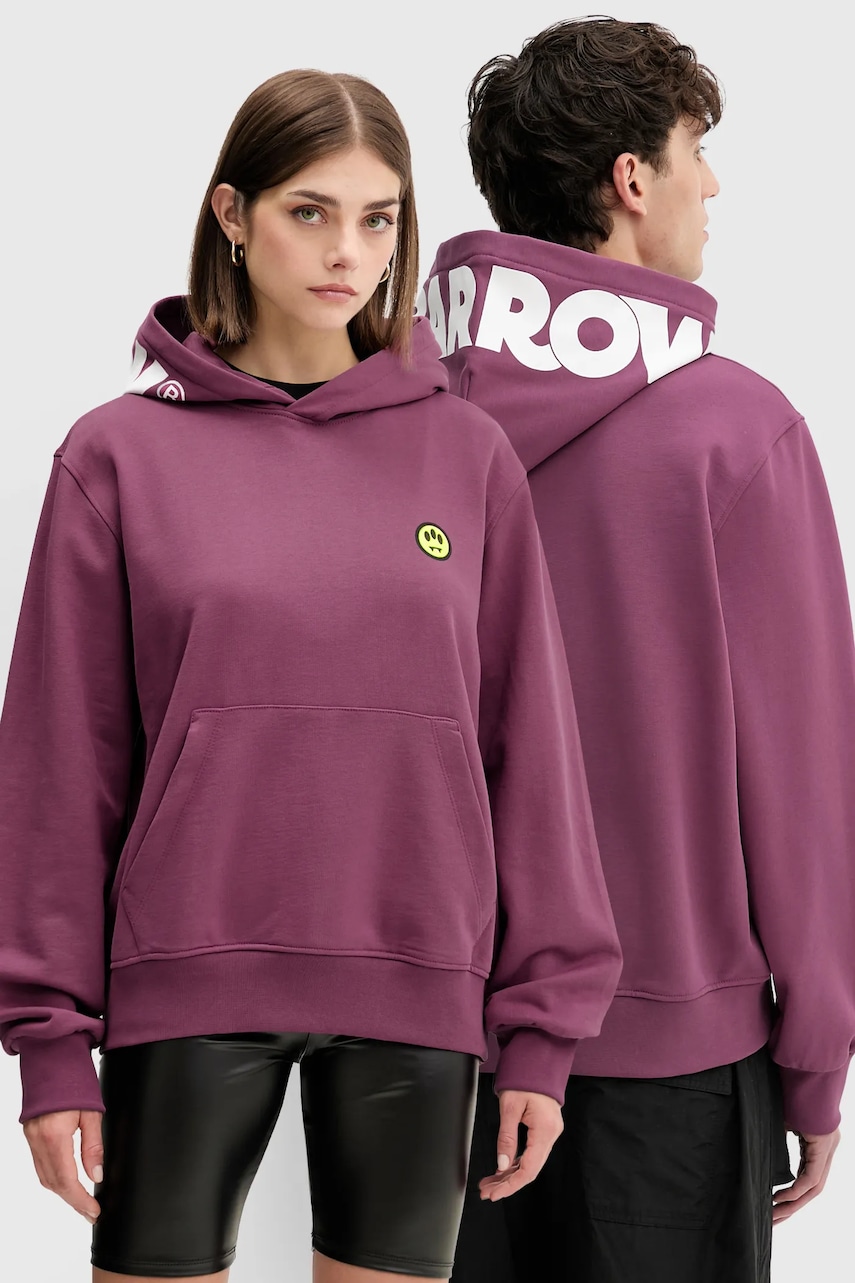 Barrow hanorac de bumbac culoarea violet, cu glugă, cu imprimeu, F5BWUAHS058