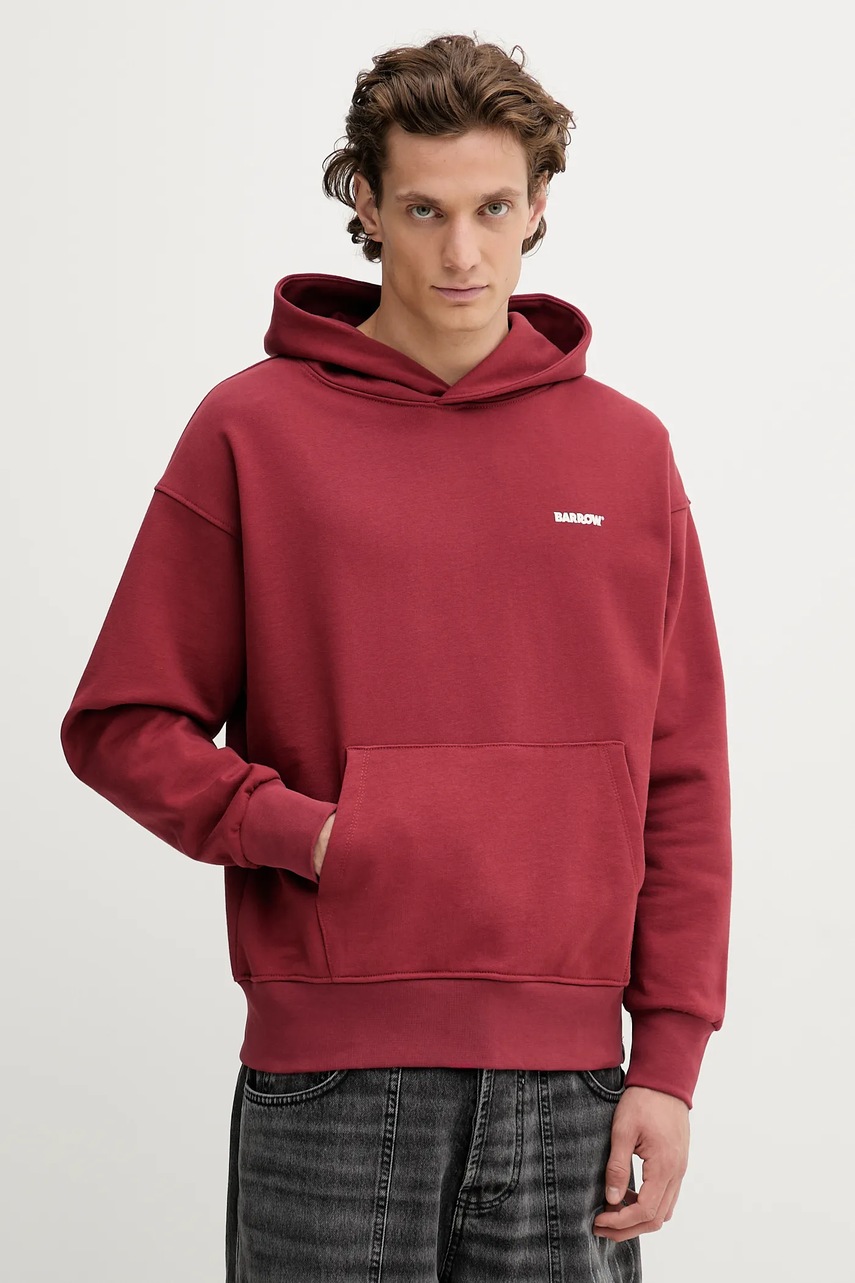 Barrow hanorac de bumbac culoarea bordo, cu glugă, cu imprimeu, F5BWUAHS068