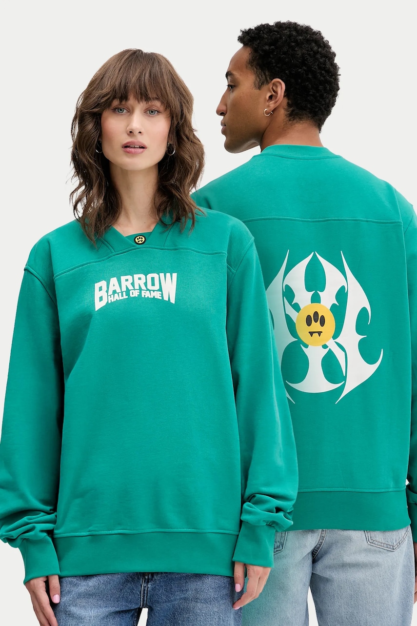 Barrow hanorac de bumbac culoarea verde, cu glugă, cu imprimeu, F5BWUASW042