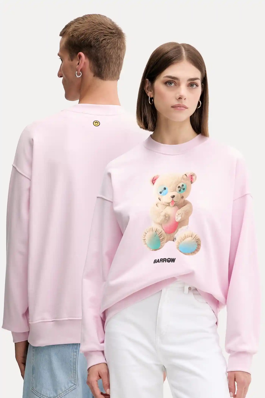 Levně Bavlněná mikina Barrow růžová barva, vzorovaná, F5BWUASW048