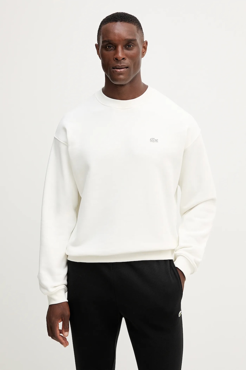 Lacoste hanorac de bumbac culoarea bej, uni, SH7745