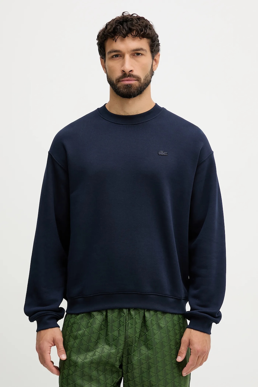 Lacoste hanorac de bumbac culoarea bleumarin, uni, SH7745