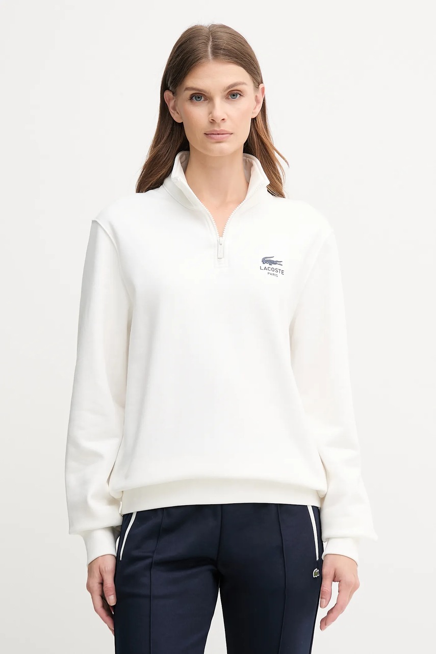 Хлопковая кофта Lacoste цвет бежевый с принтом SH2735