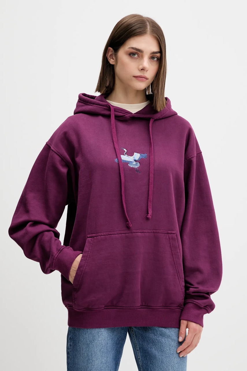 Βαμβακερή μπλούζα Kaotiko χρώμα: μοβ, με κουκούλα, AR075-01-G002 φωτογραφία