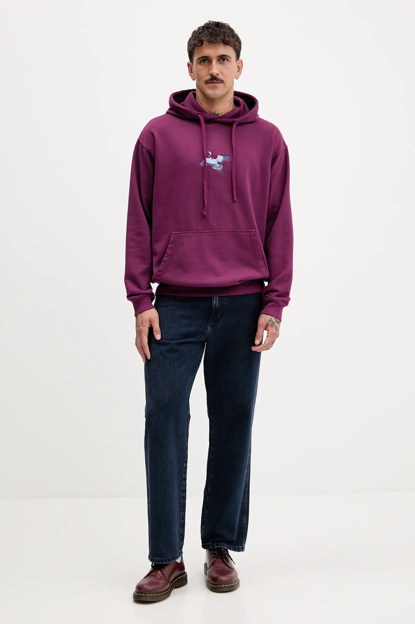 Βαμβακερή μπλούζα Kaotiko χρώμα: μοβ, με κουκούλα, AR075-01-G002 φωτογραφία