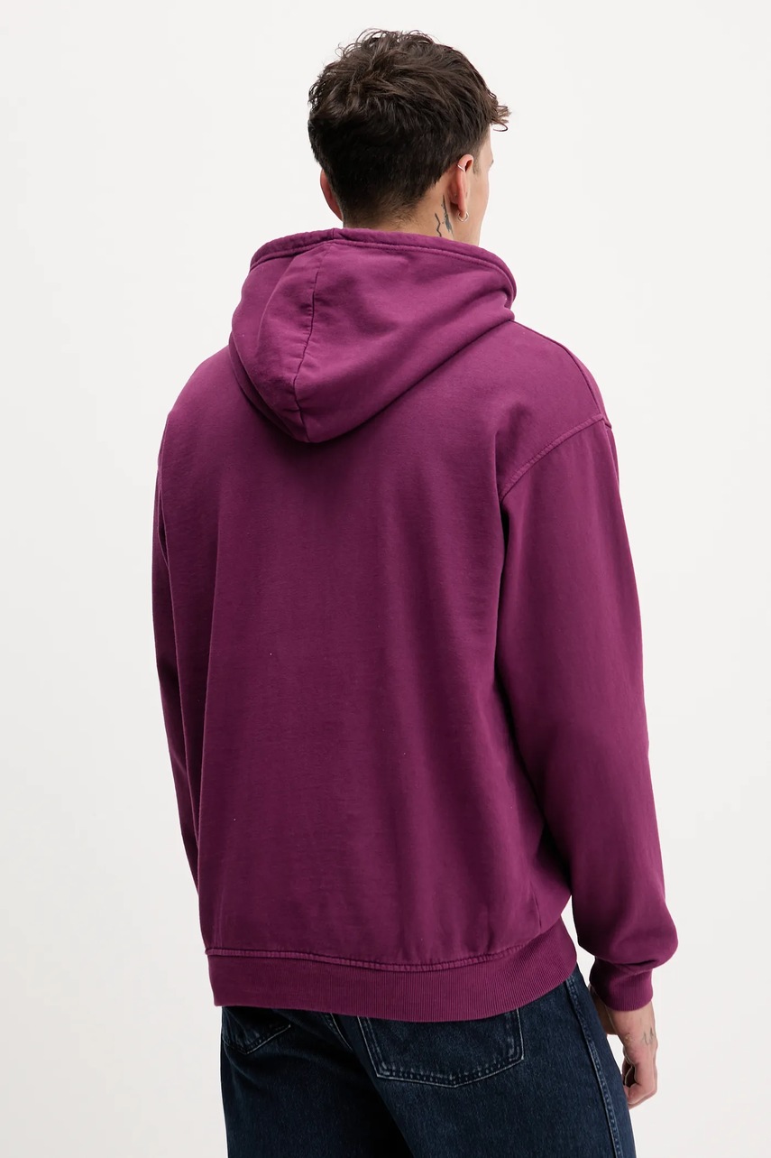 Βαμβακερή μπλούζα Kaotiko χρώμα: μοβ, με κουκούλα, AR075-01-G002 φωτογραφία