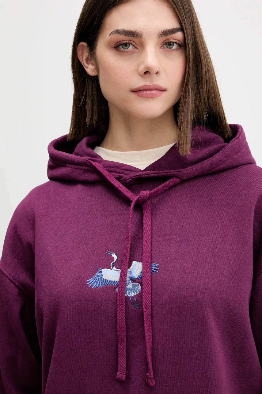 Βαμβακερή μπλούζα Kaotiko χρώμα: μοβ, με κουκούλα, AR075-01-G002 φωτογραφία