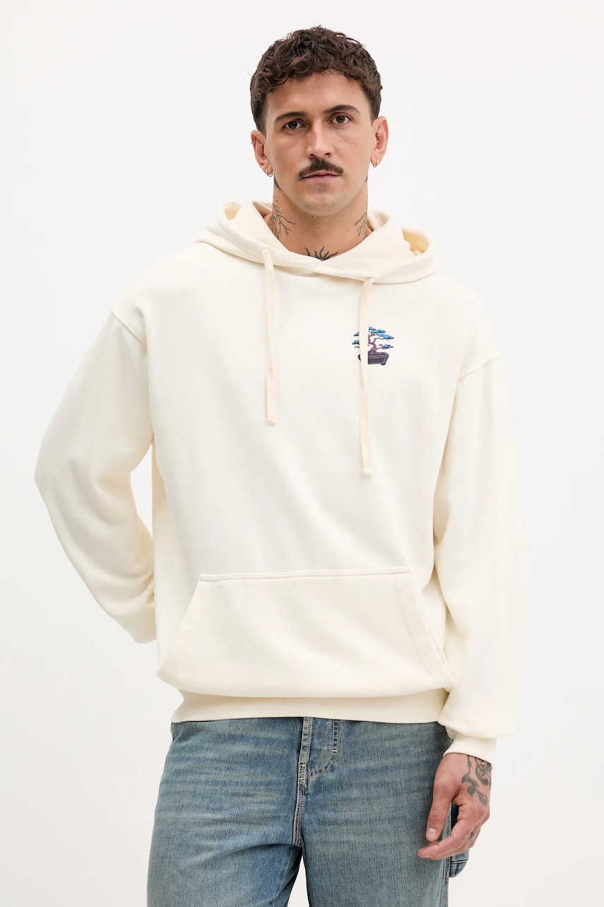 Kaotiko hanorac de bumbac culoarea bej, cu glugă, cu imprimeu, AR079-01-G002