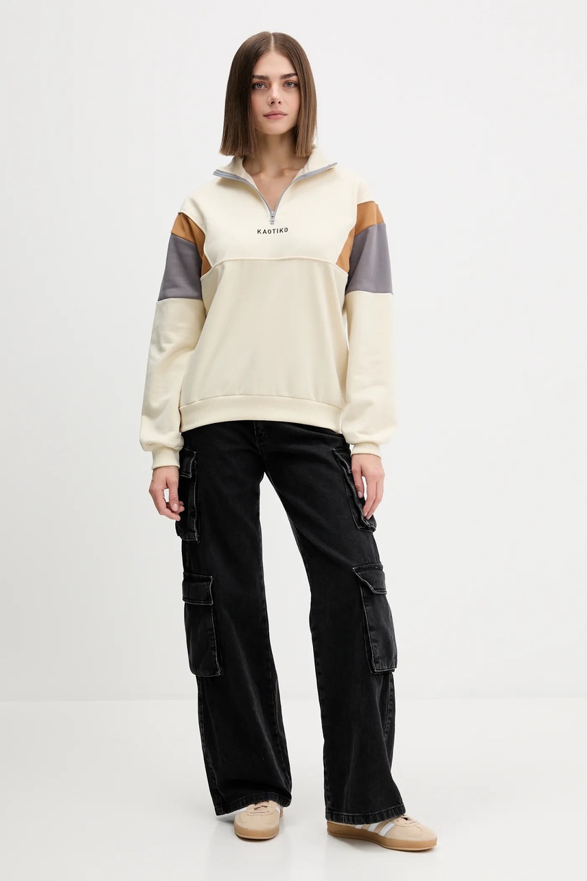 Μπλούζα Kaotiko χρώμα: μπεζ, AR097-01-G002 φωτογραφία