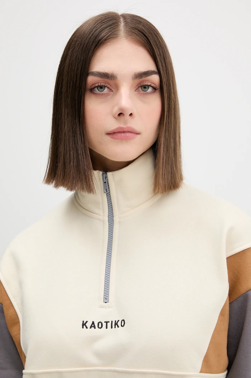 Μπλούζα Kaotiko χρώμα: μπεζ, AR097-01-G002 φωτογραφία