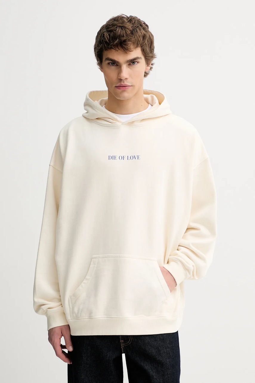 Kaotiko hanorac de bumbac culoarea bej, cu glugă, cu imprimeu, AR057-01-G002