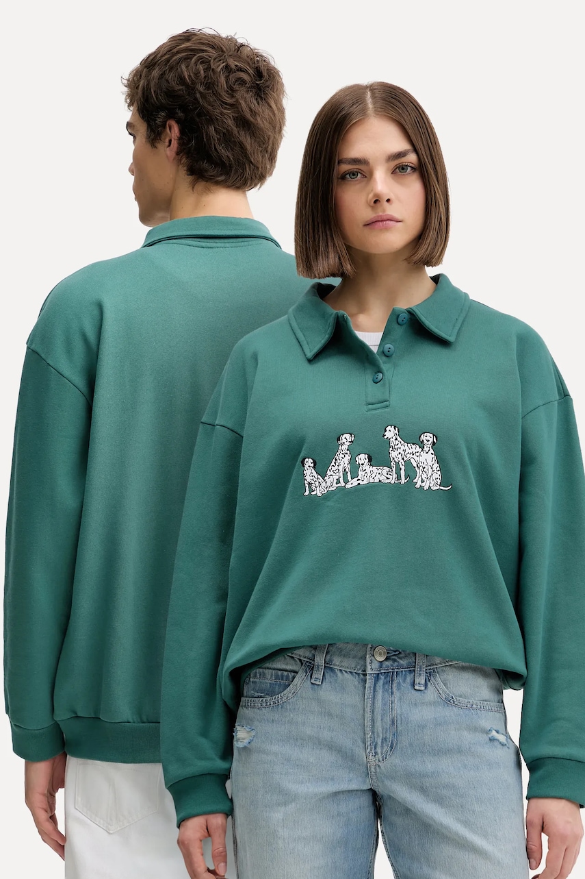 Kaotiko bluză culoarea verde, cu imprimeu, AR006-01-M002