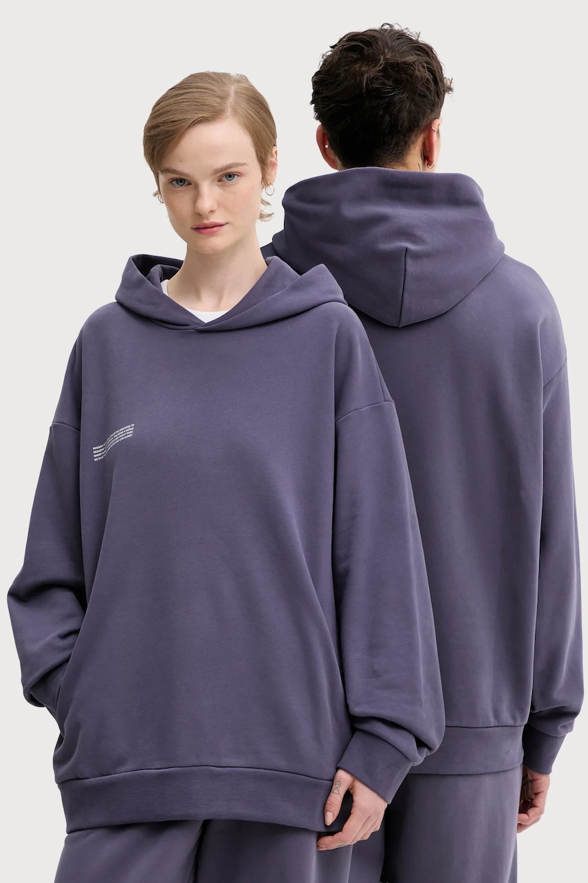 Pangaia hanorac de bumbac culoarea violet, cu glugă, uni, 10000180