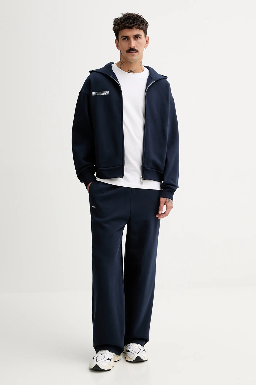 Βαμβακερή μπλούζα Pangaia χρώμα: ναυτικό μπλε, με κουκούλα, 10002675 φωτογραφία